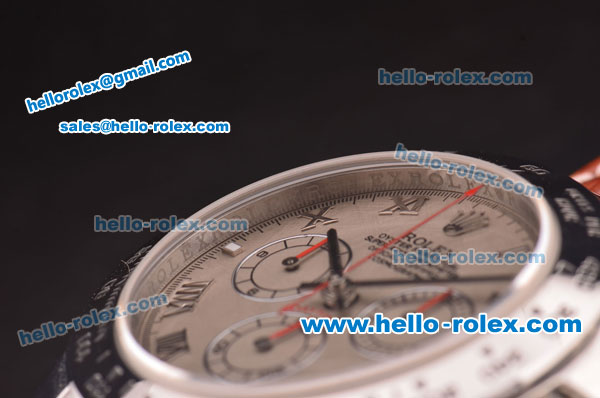 Rolex Daytona Swiss Valjoux 7750 Automatic Movement Steel Case with Grey Dial and Roman Numeral Markers - Click Image to Close